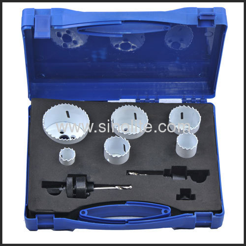 8pcs Plumber's Hole Saw Kit; Sizs:3/4" 7/8" 1-1/8" 1-1/2" 1-3/4" 2-1/4" (19-22-29-38-44-57mm) 2 Mandrels