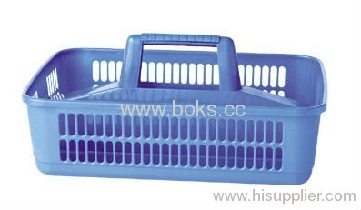 blue plastic bath basket with handle