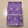 Lialic Purple Swiss Lace Fabric With Stones , Embroidered