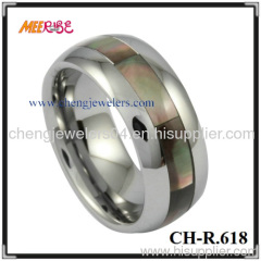 Comfort Fit Shell Inlaid Tungsten Carbide Ring