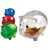 Promotional transparent plastic piggy coin bank