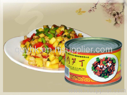 Pork cubes with bamboo shoots(canned food)