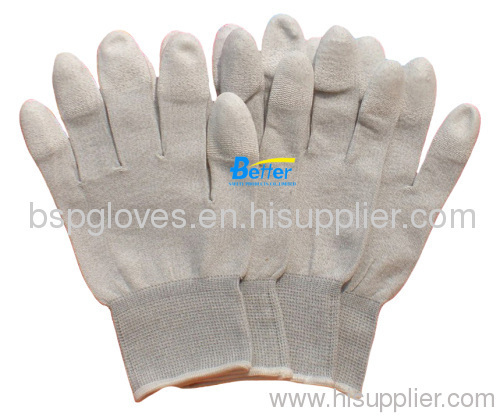 Copper mix Carbon Gloves with PU Coating-PU Dipped Gloves