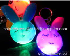 Rabbit led color flash light keychain with perfume inside, key chain necklace