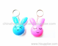 Rabbit led color flash light keychain with perfume inside, key chain necklace