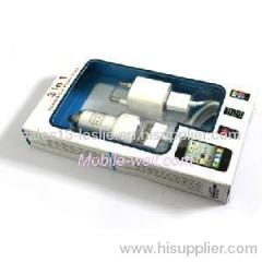3 in 1 charger pack for iPhone 3G/3GS/4G/4S for iPad 1 for i