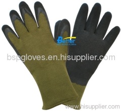 Black Blue Orange 100% poylester Latex Coated Work Gloves