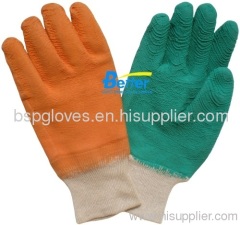 Black Blue Orange 100% poylester Latex Coated Work Gloves