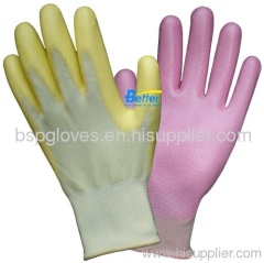 13 Guage Nylon Or Polyester Shell With PU Dipped ESD Superior Touch PU Work Gloves