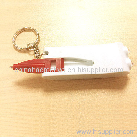keychain with dual led light and pen hide inside,double led lights with pen
