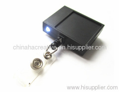 Retractable Badge Holder with LED Light,key holder with mini flashlight