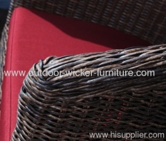 Round wicker furniture coffee table and leisure chairs