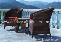 Round wicker furniture coffee table and leisure chairs