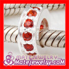 pave Red CZ Stone Sterling Silver European spacer beads for bracelets