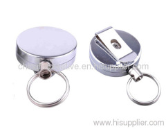 Round Metal Retractable ID Card Holder with Clip