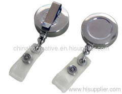 Round Metal Retractable ID Card Holder with Clip