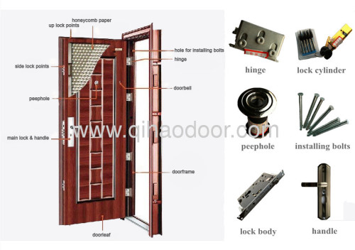iron entrance safety steel doors(QH-0219P)