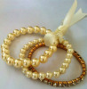 faux pearl rhinestone bangle set