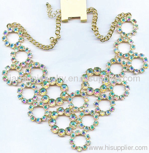 rhinestone loop shining necklace