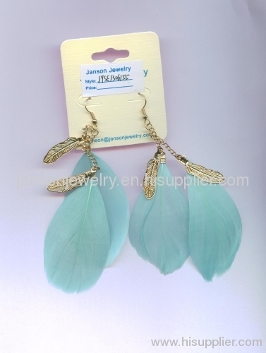 feather casting leaf earrings