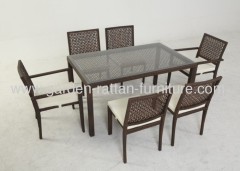 Outdoor rattan garden PE wicker furniture dining table and chair