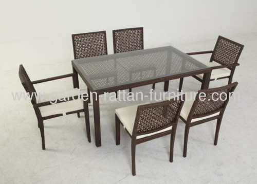 Outdoor rattan garden PE wicker furniture dining table and chair 6seater