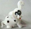 Handmade lampwork Glass Animals , White Body Black Spots Glass Dog Figurines 7cm