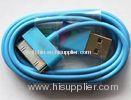 TPE Apple Charger Cord , blue USB charge cable for iphone 4 / 4S