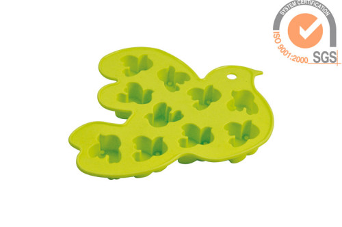 Soft Silicone bird shape Ice cube tray in brigh green