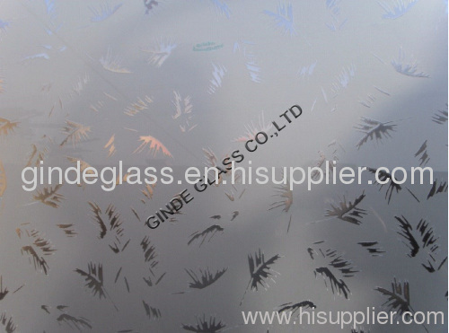 light acid etched glass/feather