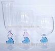 Hand Blown Champagne Glass Goblets For Engagement Art Pink Blue Heart