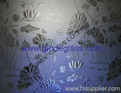 deep acid etched glass/lotus