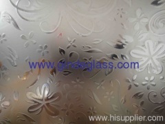 bronze deep acid etched glass /flower in flower