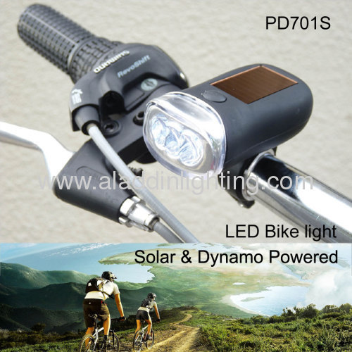 Solar Dynamo powered LED bicycle light