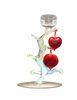 Art Deco Hand Blown Glass Candleholders Pillar , White Tree Red Heart
