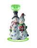 Green Cup Hand Blown Glass Candle Holders Painted Snowman Romantic