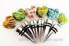 Colored Heart Pyrex Hand Blown Glass Wine Stoppers Gift , Custom Size Bottle Stopper