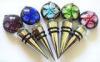 Colorful round Hand Blown Glass Wine Stoppers for corporate gift