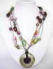 Red green purple bead Glass Pendants Necklaces , circular handcrafted jewelry