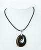 Silver foil Glass lampwork Pendant Leather cord Necklace
