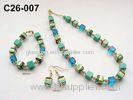 Charm Square Glass bracelet Necklace Earring jewelry Sets for girls