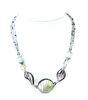 Glass Pendants Necklaces 16" oval with silver foil Plated