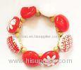 Charm Red Handcarft Glass Elastic Bead Bracelet , 7.5' Stretch Jewelry