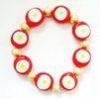 Pyrex Stretch Glass Bead Bracelet 7.5' For Children Zinc Alloy Plated