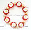 Pyrex Stretch Glass Bead Bracelet 7.5' For Children Zinc Alloy Plated