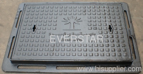 Rectangular manhole cover and frame