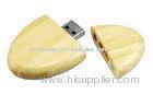 Oval Shaped Bamboo / Wood Encrypt USB Thumb Drive 4GB