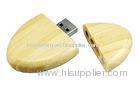 Oval Shaped Bamboo / Wood Encrypt USB Thumb Drive 4GB