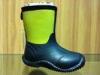Short Yellow Black Rubber Children Rain Boots With Cotton Lining