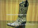 Winter Warm Durable Cowboy Leopard Half Rain Boots For Winter